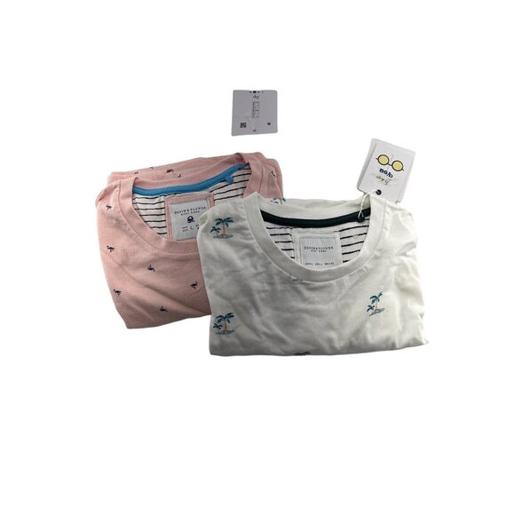 Denim & Flower Palm & Flamingo Print Summer T-Shirts Bundle - Picture 1 of 6